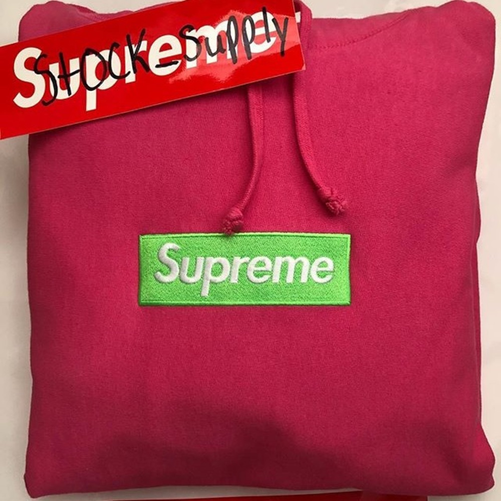 Supreme Magenta Box logo hoodie